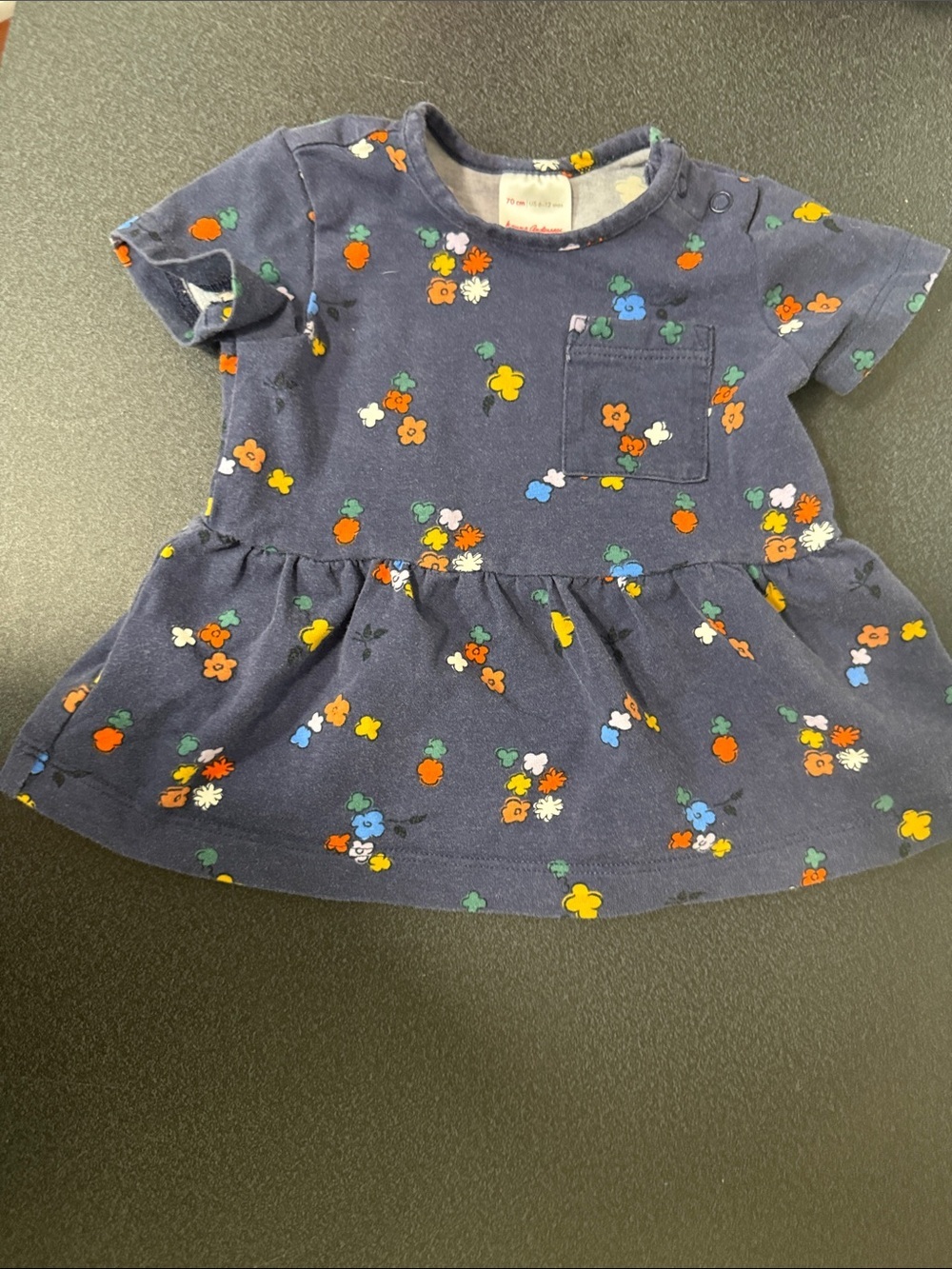 Navy Floral Toddler Dress with Pocket